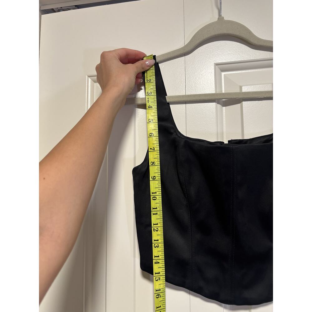 TEN by Babaton Black Satin Crop Tank Top XS - Picture 4 of 8
